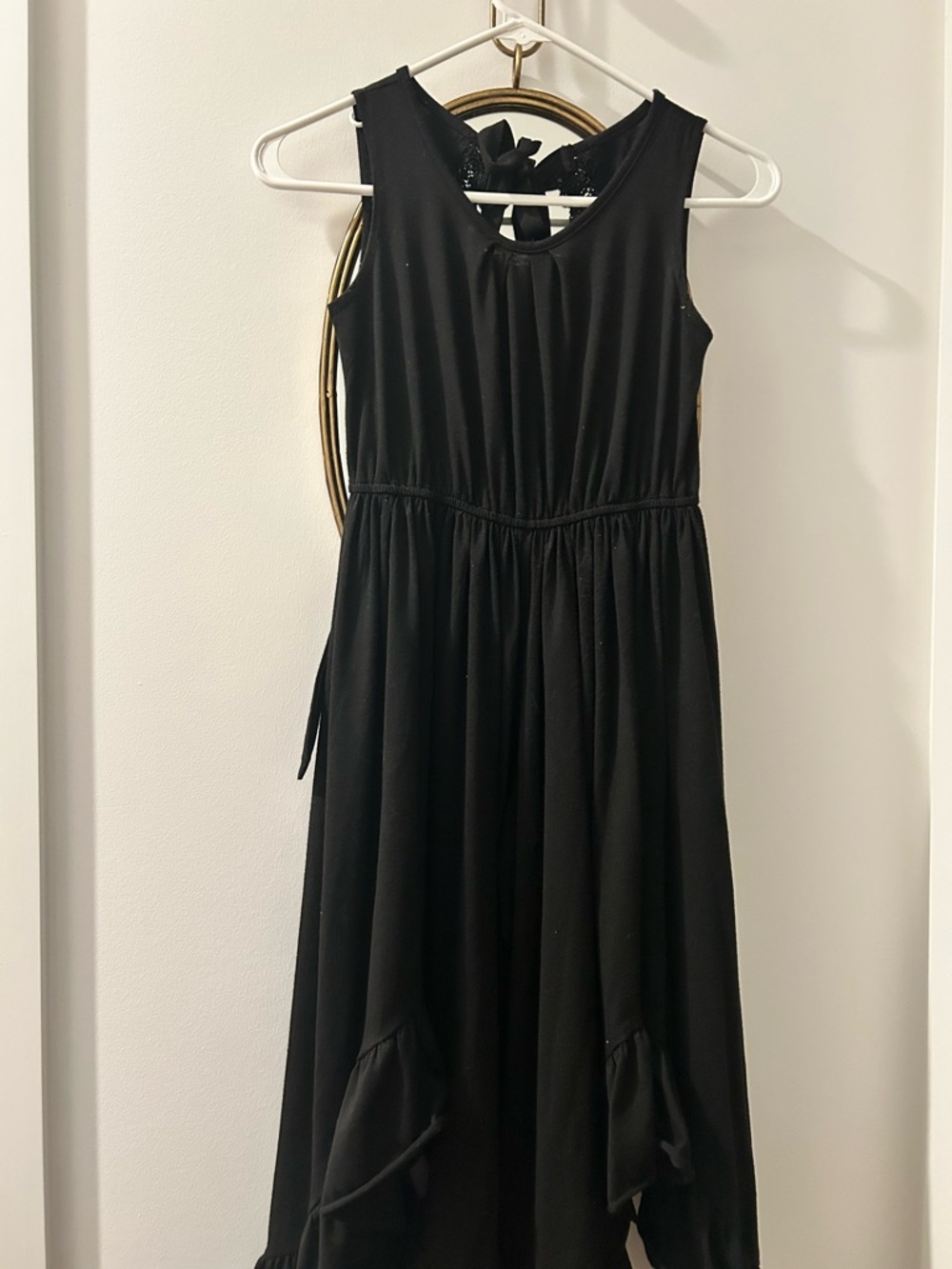 Girls' Black Sleeveless One-Piece Dress. Romper